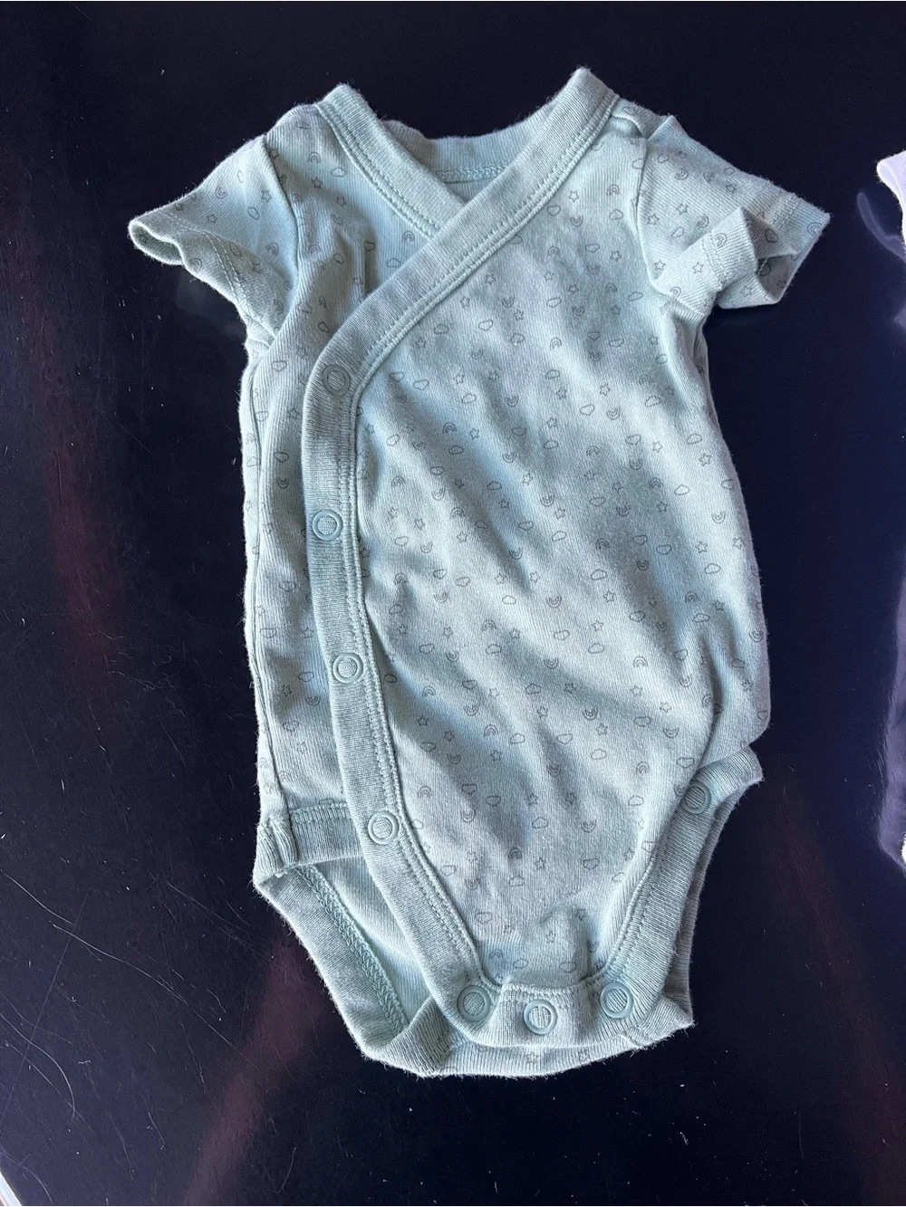 Baby Side-Snap Onesie Set in Mint, White, and Light Gray